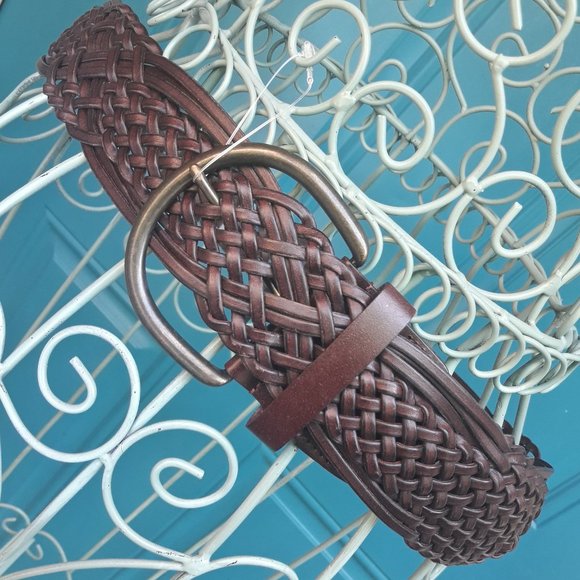 Genuine Leather Belt Wide Woven Braided Belts Crochet Womens like new M main image 10
